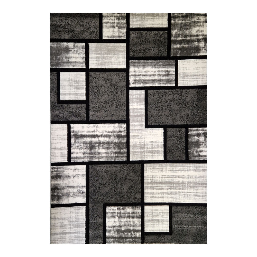 Covor Romantic Geometry Gri Crem Negru