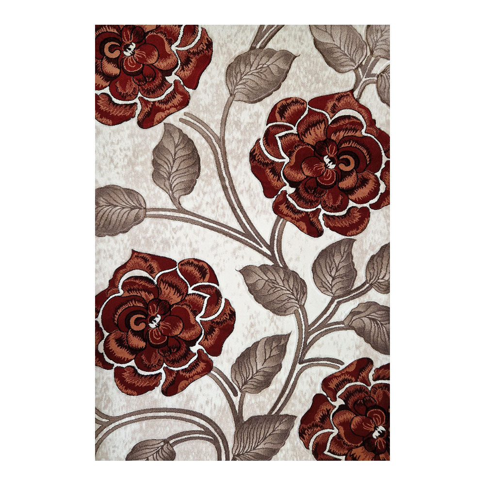 Covor Romantic Floral Ruginiu Crem