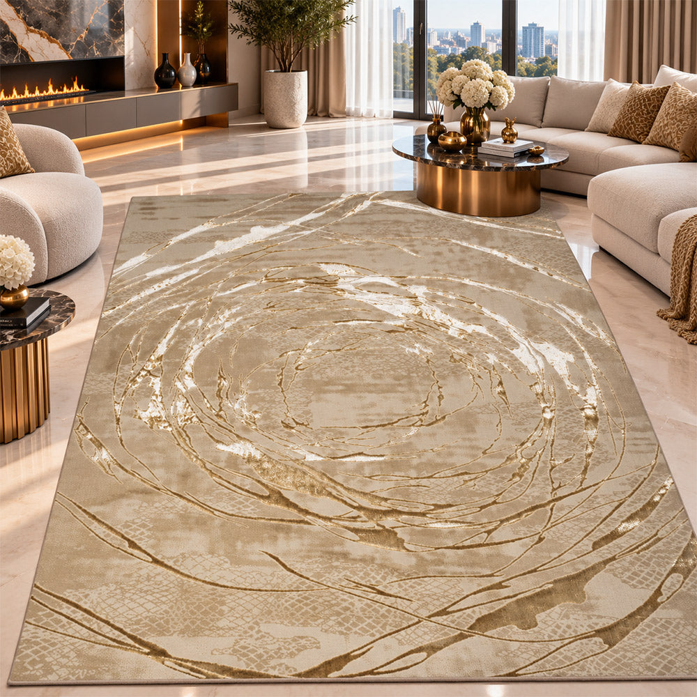 Covor Elif Silky Soft Wave Crem Gold