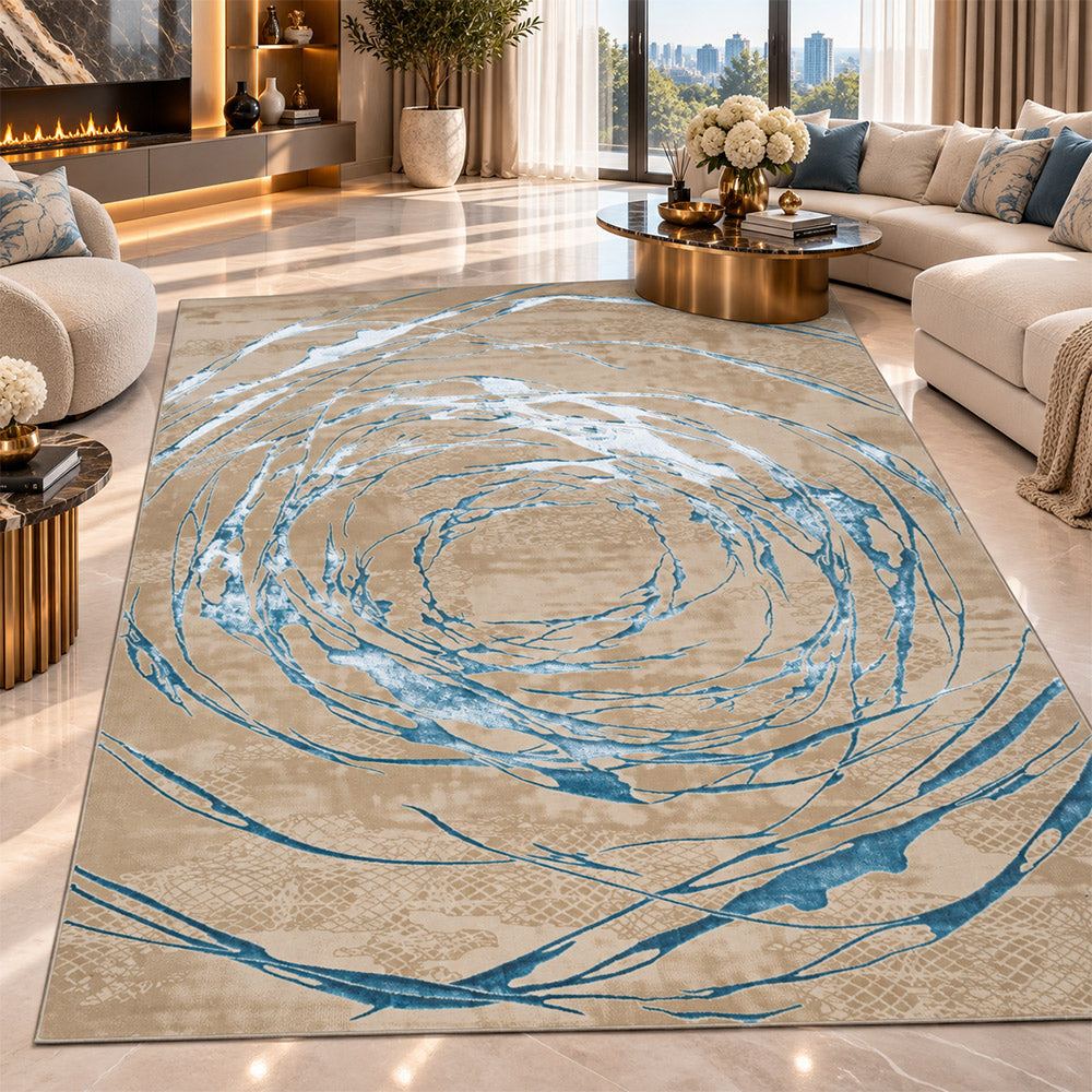 Covor Elif Silky Soft Wave Crem Turcoaz