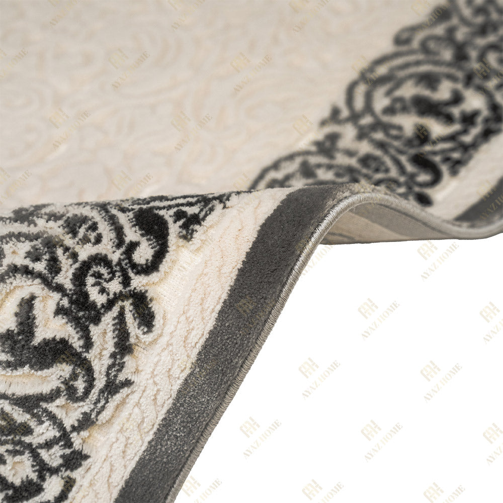 Covor Mira 3D Elegant Alb Perlat Chenar Gri
