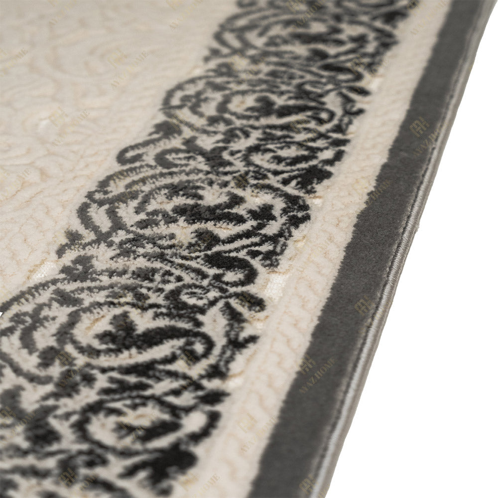 Covor Mira 3D Elegant Alb Perlat Chenar Gri