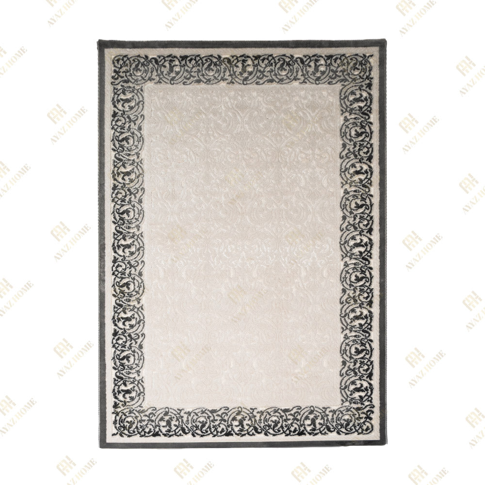 Covor Mira 3D Elegant Alb Perlat Chenar Gri