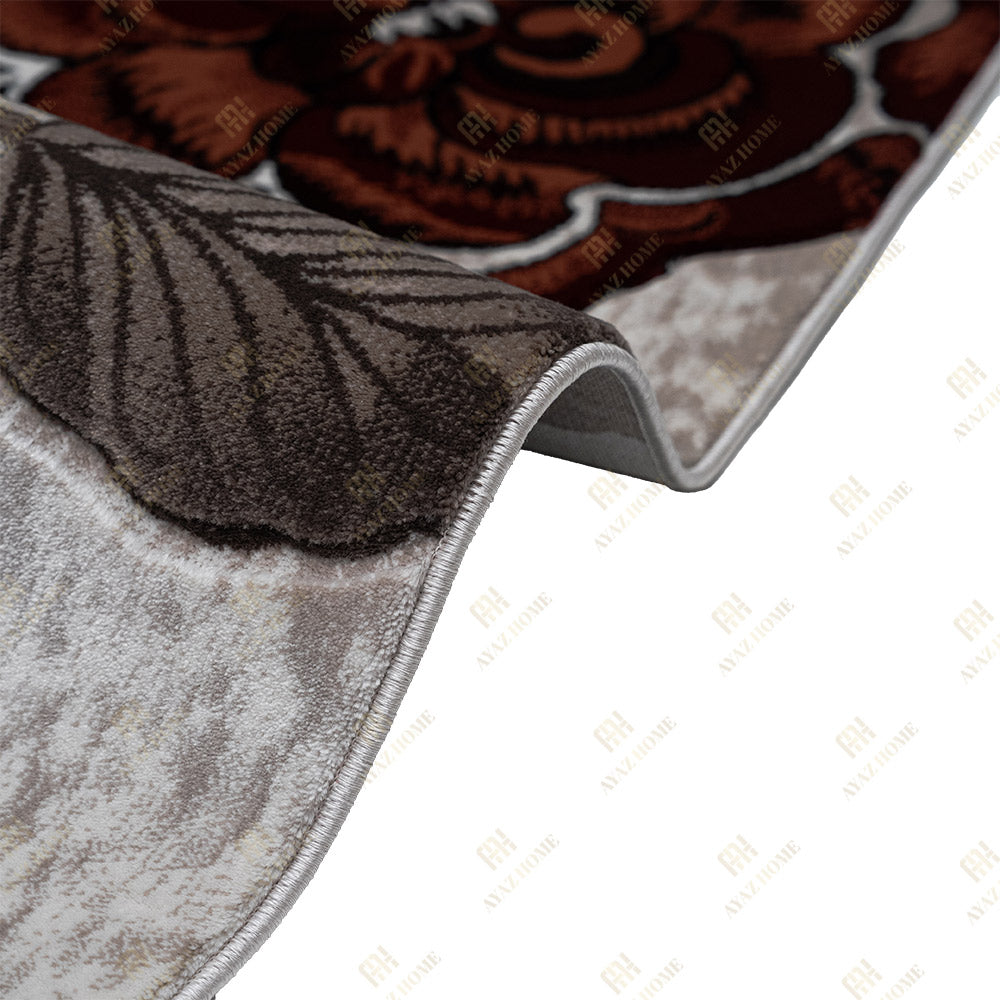 Covor Romantic Floral Ruginiu Crem