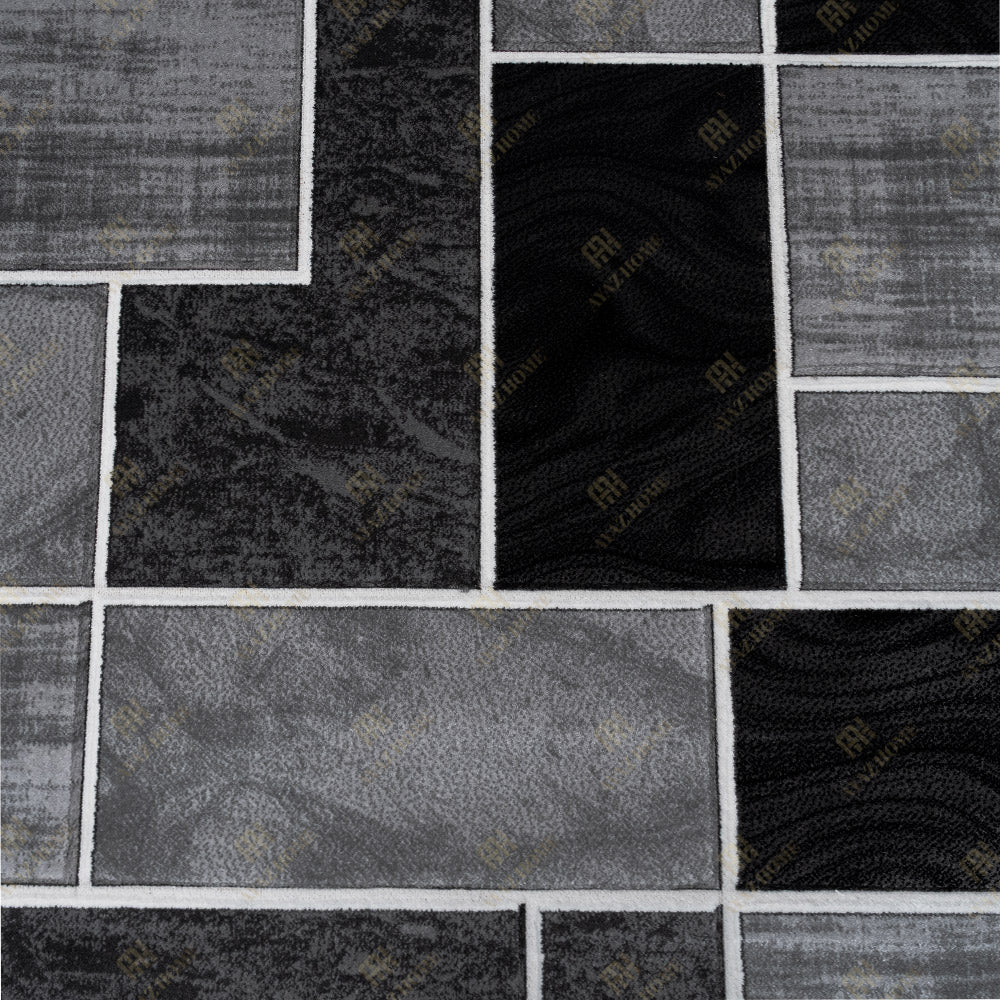 Covor Romantic Geometry Gri Negru/Alb