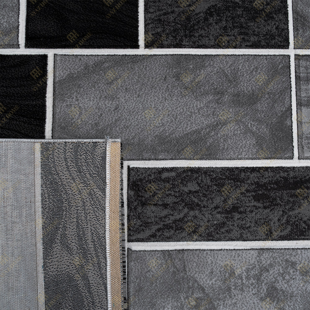 Covor Romantic Geometry Gri Negru/Alb
