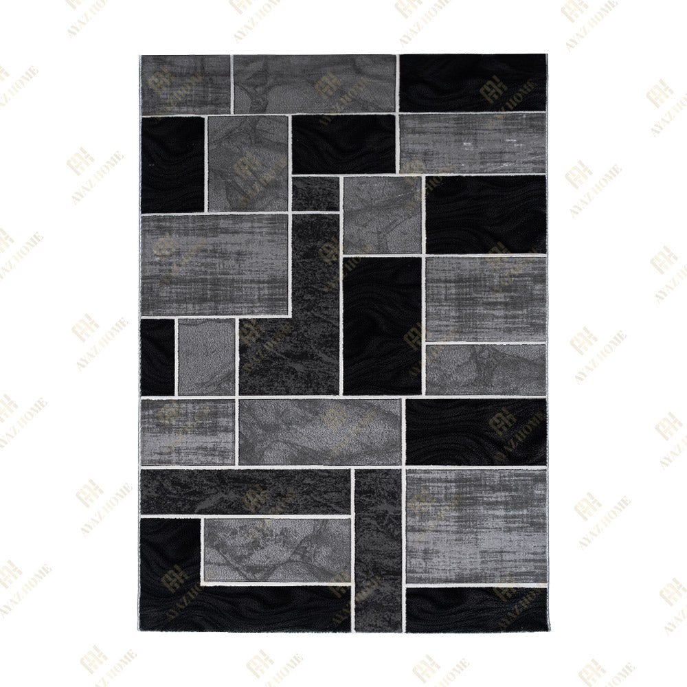 Covor Romantic Geometry Gri Negru/Alb