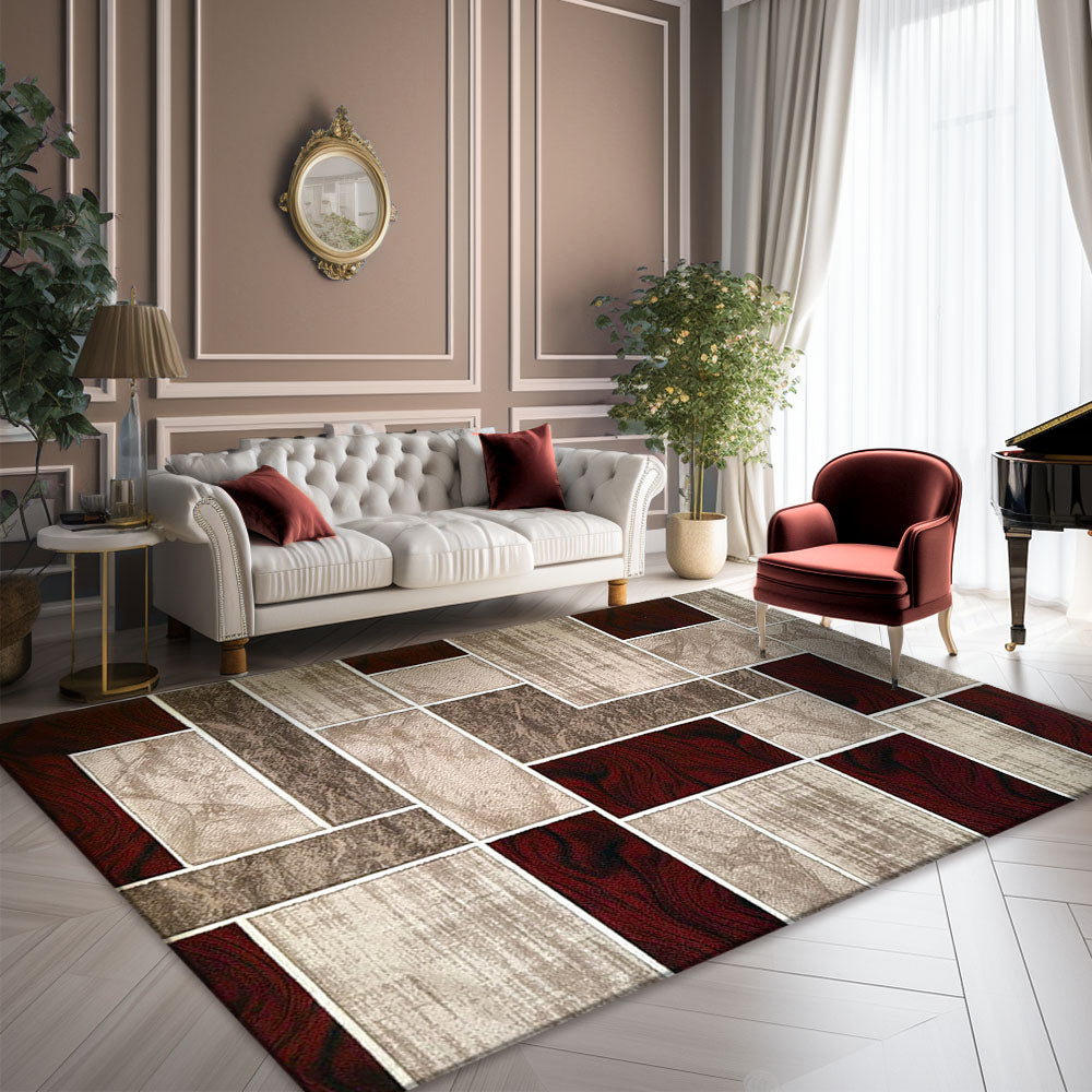 Covor Romantic Geometry Maro Ruginiu Alb