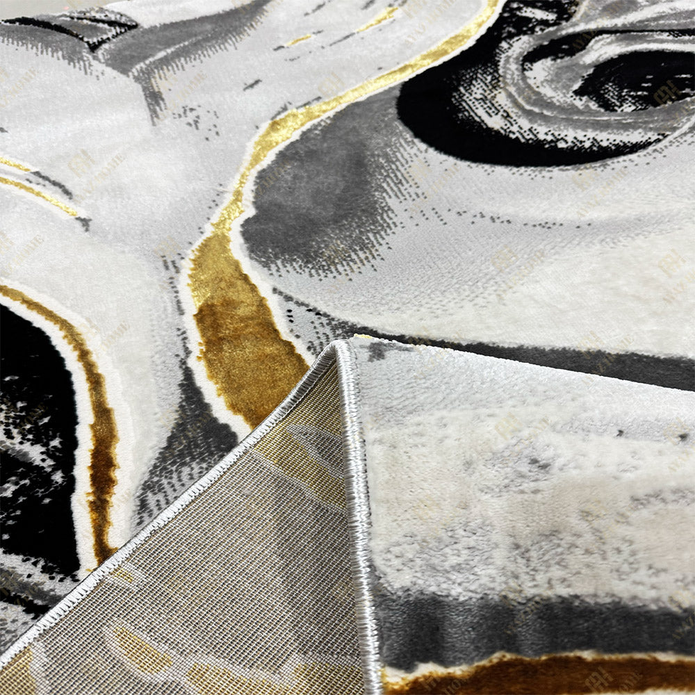 Covor Marble Negru/Crem/Gold 0915A
