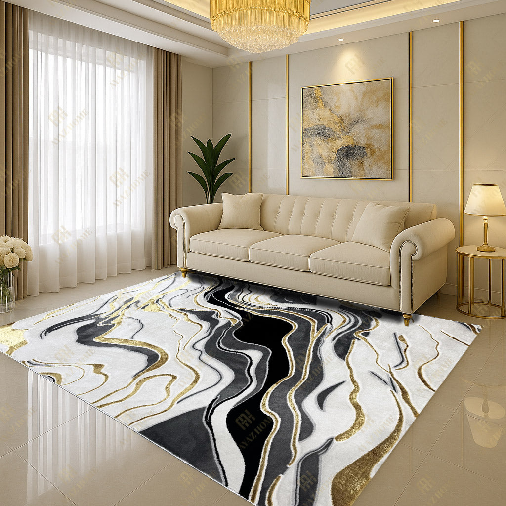 Covor Marble Elegance Negru/Gri/Gold 0916A