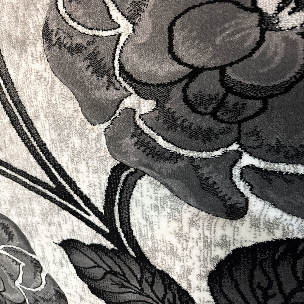 Covor Romantic Floral Gri Negru