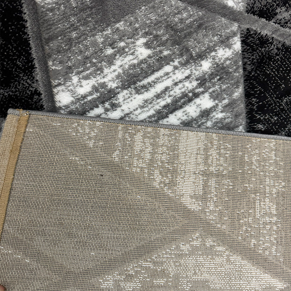 Covor Romantic Geometry Gri Crem Negru